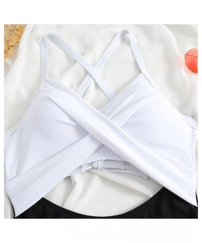 Underwire One-Piece Swimsuits for Women Ruched Tummy Control Bathing Suits Sexy Criss Cross Cutout Monokini Swimwear B04_whit...