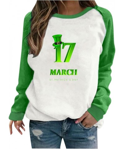 St Patricks Day Shirt Women Funny Long Sleeve Crewneck Tops Casual Shamrock Print Pullover Irish Clover Sweatshirts 16-green ...