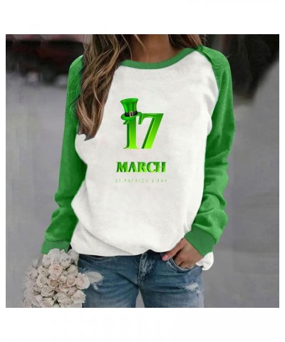 St Patricks Day Shirt Women Funny Long Sleeve Crewneck Tops Casual Shamrock Print Pullover Irish Clover Sweatshirts 16-green ...