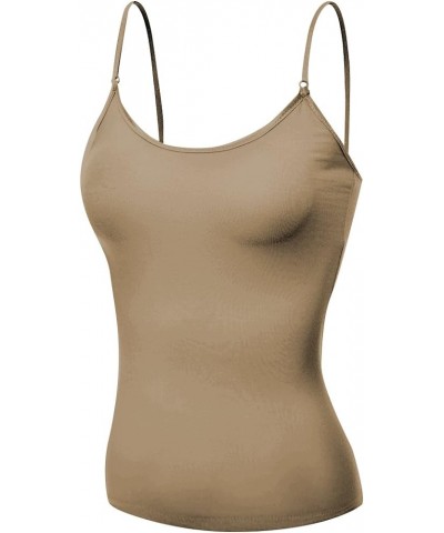 Women's Camisole Built in Bra Wireless Fabric Support Short Cami Taupe $7.93 Tanks