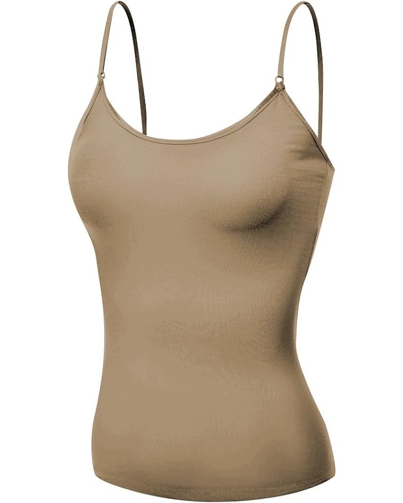 Women's Camisole Built in Bra Wireless Fabric Support Short Cami Taupe $7.93 Tanks