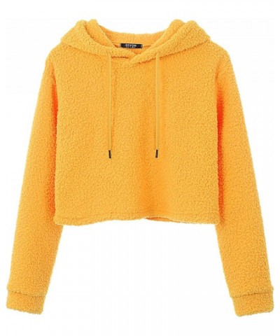 Women's Comfortable Casual Long Sleeve Crop-Top Pullover Sweatshirt Hoodie Gwh100(sherpa)-yellow $14.21 Hoodies & Sweatshirts