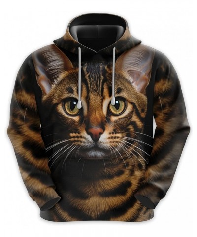 Men's Cat Lovers Fleece Hooded Sweatshirt - 3D Cat's Face Printed Pullover Hoodie Men Women Set 39 Cat_10 $20.14 Hoodies & Sw...