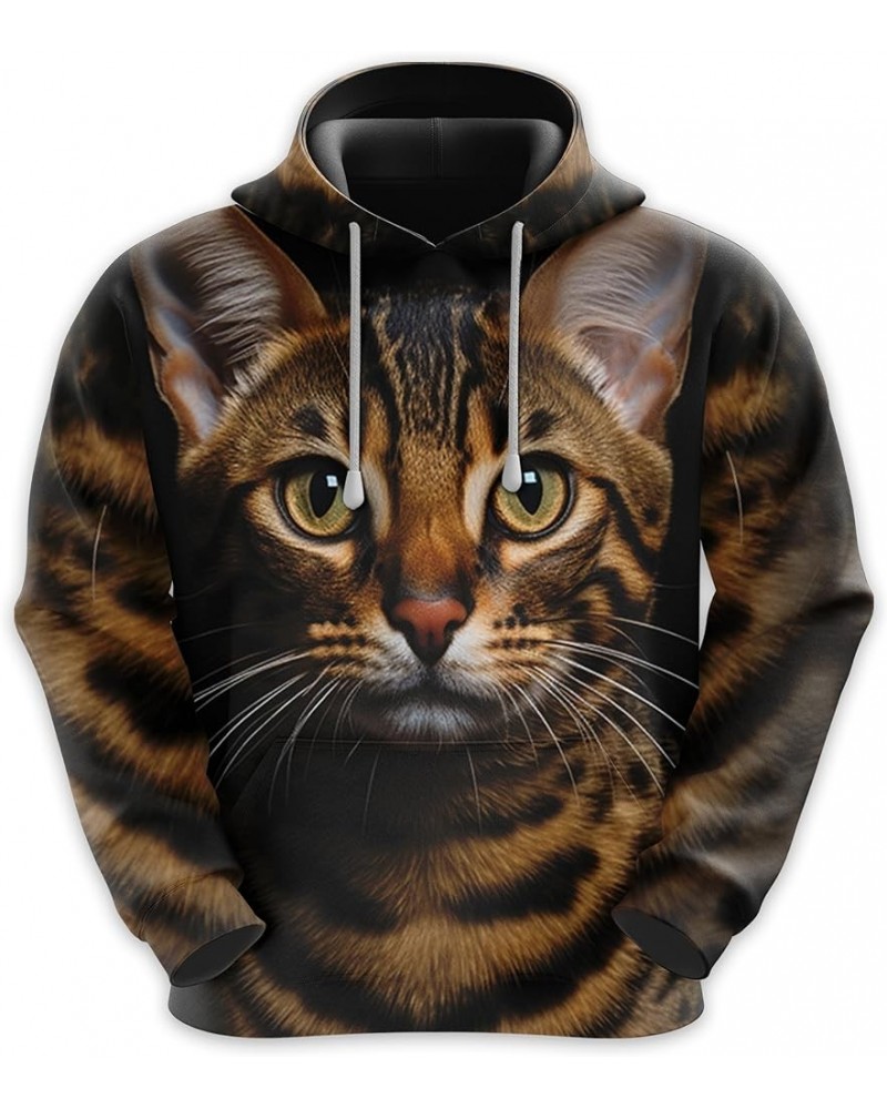 Men's Cat Lovers Fleece Hooded Sweatshirt - 3D Cat's Face Printed Pullover Hoodie Men Women Set 39 Cat_10 $20.14 Hoodies & Sw...