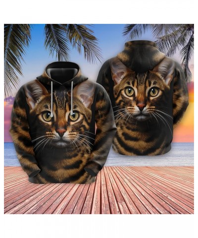 Men's Cat Lovers Fleece Hooded Sweatshirt - 3D Cat's Face Printed Pullover Hoodie Men Women Set 39 Cat_10 $20.14 Hoodies & Sw...