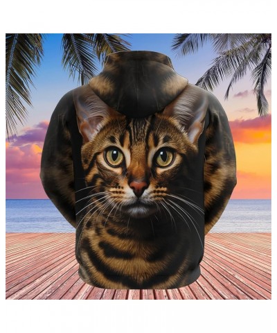 Men's Cat Lovers Fleece Hooded Sweatshirt - 3D Cat's Face Printed Pullover Hoodie Men Women Set 39 Cat_10 $20.14 Hoodies & Sw...