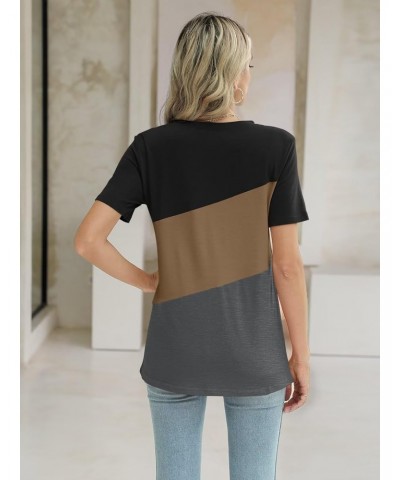 Women's T Shirts Short Sleeve Color Block Tops Casual Summer Tees $13.49 T-Shirts