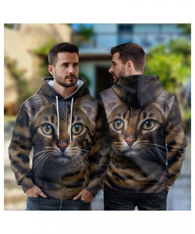 Men's Cat Lovers Fleece Hooded Sweatshirt - 3D Cat's Face Printed Pullover Hoodie Men Women Set 39 Cat_10 $20.14 Hoodies & Sw...