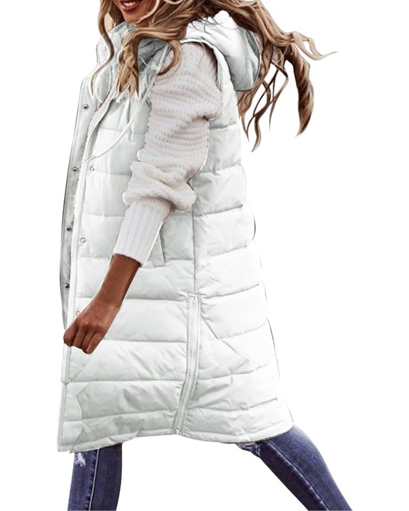 Fall Winter Casual Long Full Zip Cotton Vest for Women Sleeveless Hooded Puffer Vest Outwear Plus Size Vest Coat A7-wh1 $21.9...