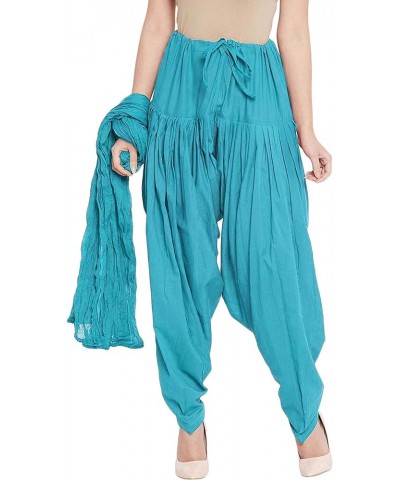 Women Cotton Patiala Salwar With Dupatta Set Pajama Kameez Top Kurti Wear Turquoise $13.78 Pants