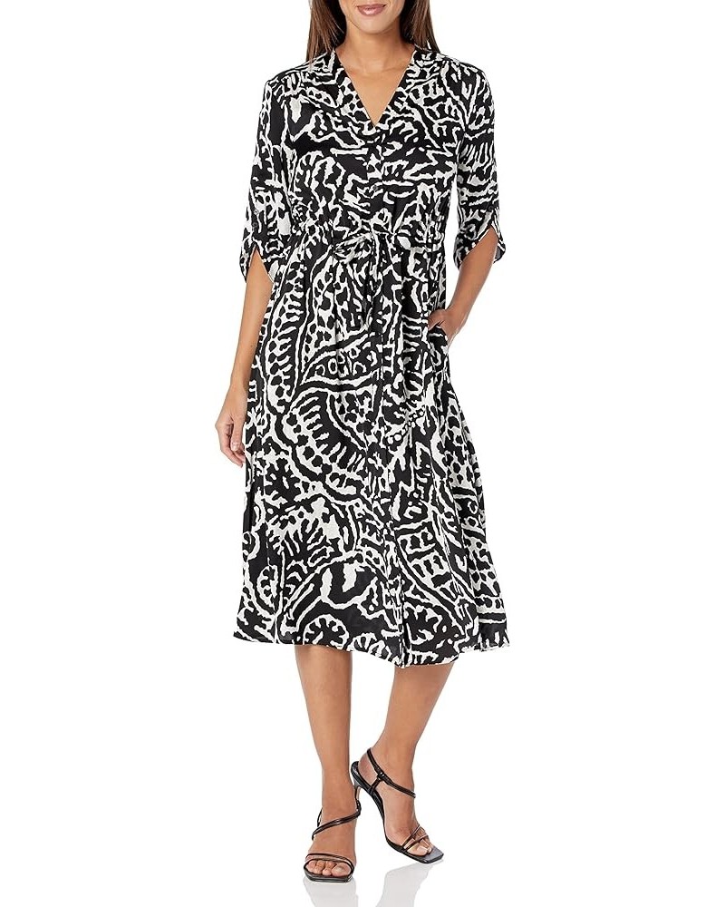 Women's Plus Size Onyx Stamp Dress Black Multi $36.09 Dresses