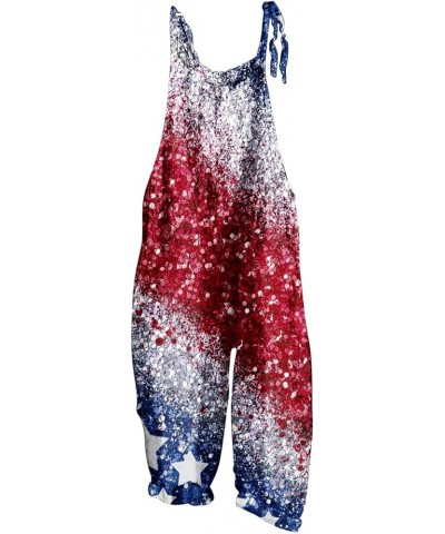 4th of July Jumpsuits for Women Stars Stripes Pattern Summer Rompers American Flag Fashion Overalls with Pockets Red $5.29 Ac...