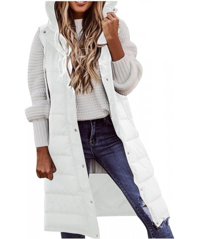 Fall Winter Casual Long Full Zip Cotton Vest for Women Sleeveless Hooded Puffer Vest Outwear Plus Size Vest Coat A7-wh1 $21.9...