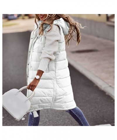 Fall Winter Casual Long Full Zip Cotton Vest for Women Sleeveless Hooded Puffer Vest Outwear Plus Size Vest Coat A7-wh1 $21.9...