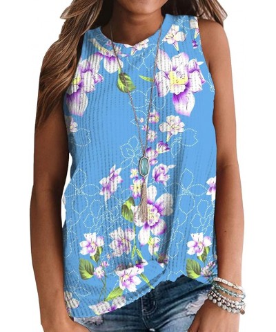 Womens Tunic Casual Blouse Sleeveless Cute Twist Knot Tank Tops 33 Fp Light Blue $17.69 Tanks