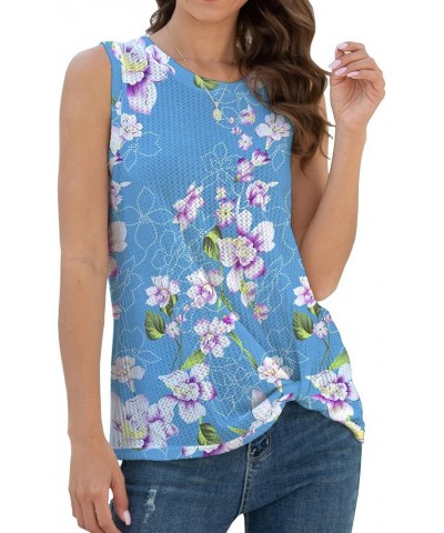 Womens Tunic Casual Blouse Sleeveless Cute Twist Knot Tank Tops 33 Fp Light Blue $17.69 Tanks