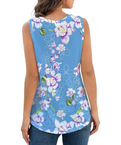 Womens Tunic Casual Blouse Sleeveless Cute Twist Knot Tank Tops 33 Fp Light Blue $17.69 Tanks