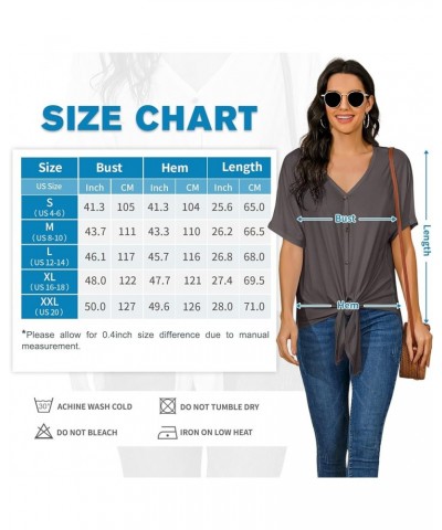 T Shirt for Women V Neck T Shirts Womens Summer Tops Tie Knot T-Shirts Short Sleeve Blouses Fashion Casual Shirts Gray $12.89...