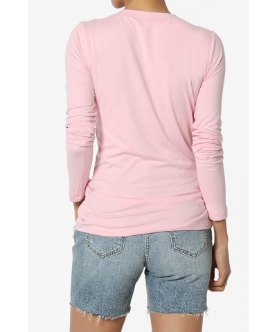 Women's Essential Soft Jersey V-Neck Long Sleeve T-Shirts Basic Stretch Slim Tee Dusty Pink $9.87 T-Shirts