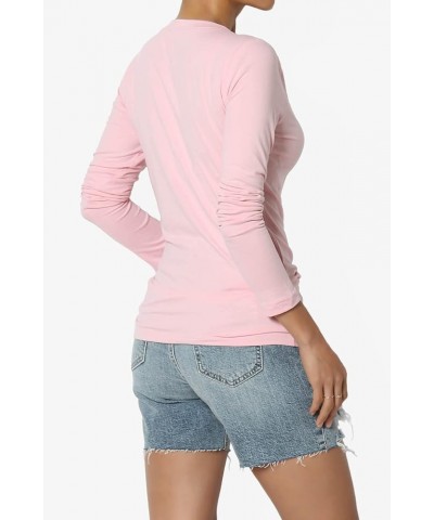 Women's Essential Soft Jersey V-Neck Long Sleeve T-Shirts Basic Stretch Slim Tee Dusty Pink $9.87 T-Shirts