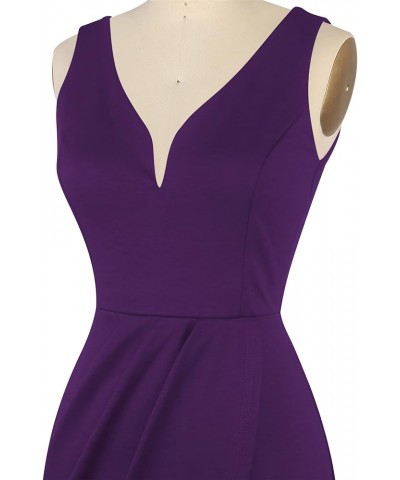 Women's Wrap V Neck Bodycon Ruched Cocktail Party Dress Chic Church Wedding Club Pencil Dresses OX345 Purple $23.21 Dresses