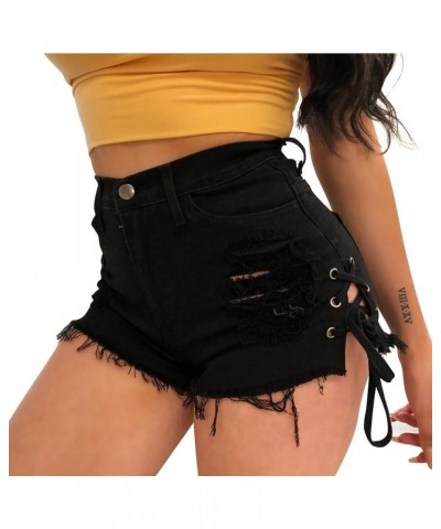 Women Ripped Distressed Skinny Denim Shorts, Sexy Ripped Jean Shorts Hot Pants with Pockets, Short Shorts for Women Dark Blue...