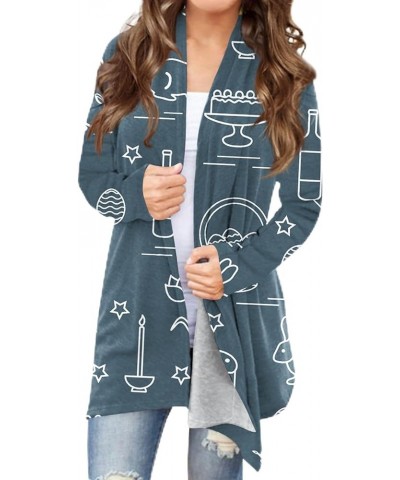 2024 Cute Easter Cardigan for Women,Ladies Long Sleeve Coat with Easter Print for Spring,Summer Girls Trendy Sweater Navy-1 $...