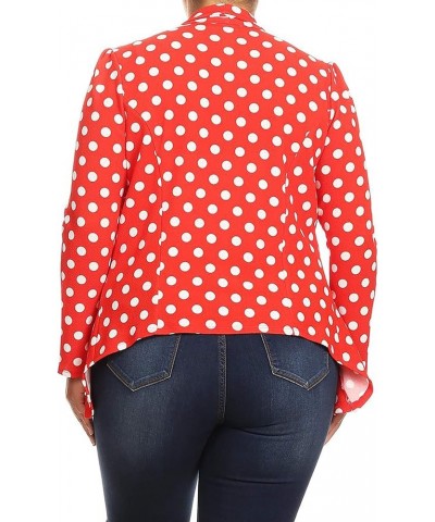 Women's Womens Lightweight Classic Draped Open Front Blazer with Plus Size Mbl00198 Medium Polka Red $14.53 Blazers