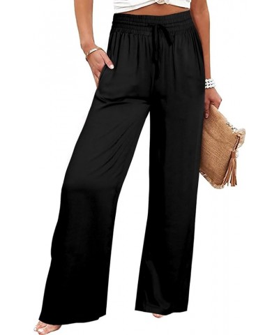 Women's Wide Leg Pants Dressy Casual Work Pants High Waisted Palazzo Pant Flowy Wide Leg Trousers 03-black $10.06 Pants