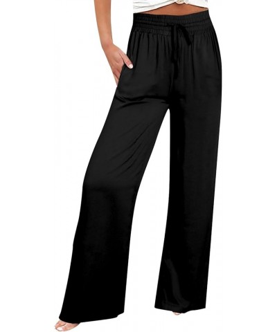 Women's Wide Leg Pants Dressy Casual Work Pants High Waisted Palazzo Pant Flowy Wide Leg Trousers 03-black $10.06 Pants