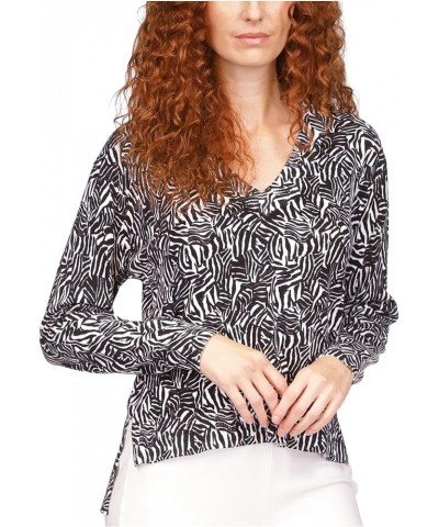 Women's Zebra Drop-Hem Sweater in Black/White Black/White $26.94 Sweaters