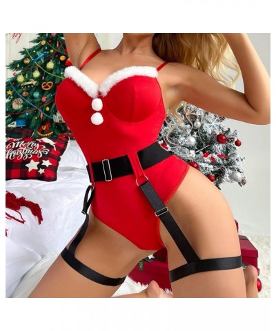 Womens Christmas Lingerie With Garter Belt Santa Teddy Babydoll Clubwear Pajamas Warm Lounge Soft Fall Winter Sleepwear 195 R...