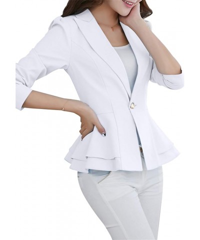 Womens Long Sleeve Solid Color Blazer Open Front Work Loose Blazer Jacket White $17.91 Blazers