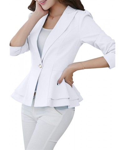 Womens Long Sleeve Solid Color Blazer Open Front Work Loose Blazer Jacket White $17.91 Blazers