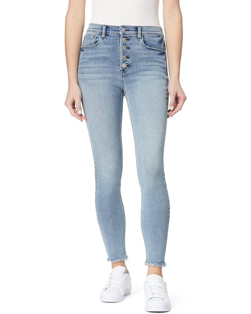 Jeans High-Rise Skinny Exposed Button Fray Hem 28-Inch Inseam, Sizes 0-16 Marina Wash Fray $26.50 Jeans