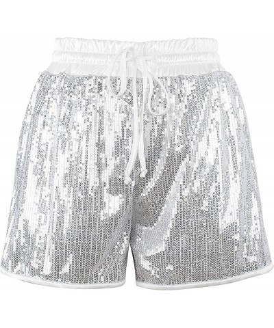 Sequins Rave Shorts for Women High Waist Casual Loose A Line Hot Pants Sparkly Clubwear Night-Out Shorts Silver $18.40 Shorts