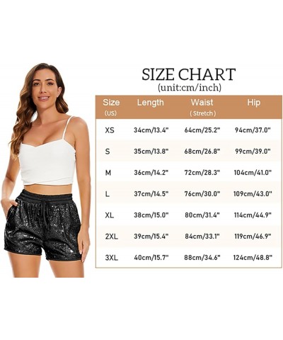 Sequins Rave Shorts for Women High Waist Casual Loose A Line Hot Pants Sparkly Clubwear Night-Out Shorts Silver $18.40 Shorts