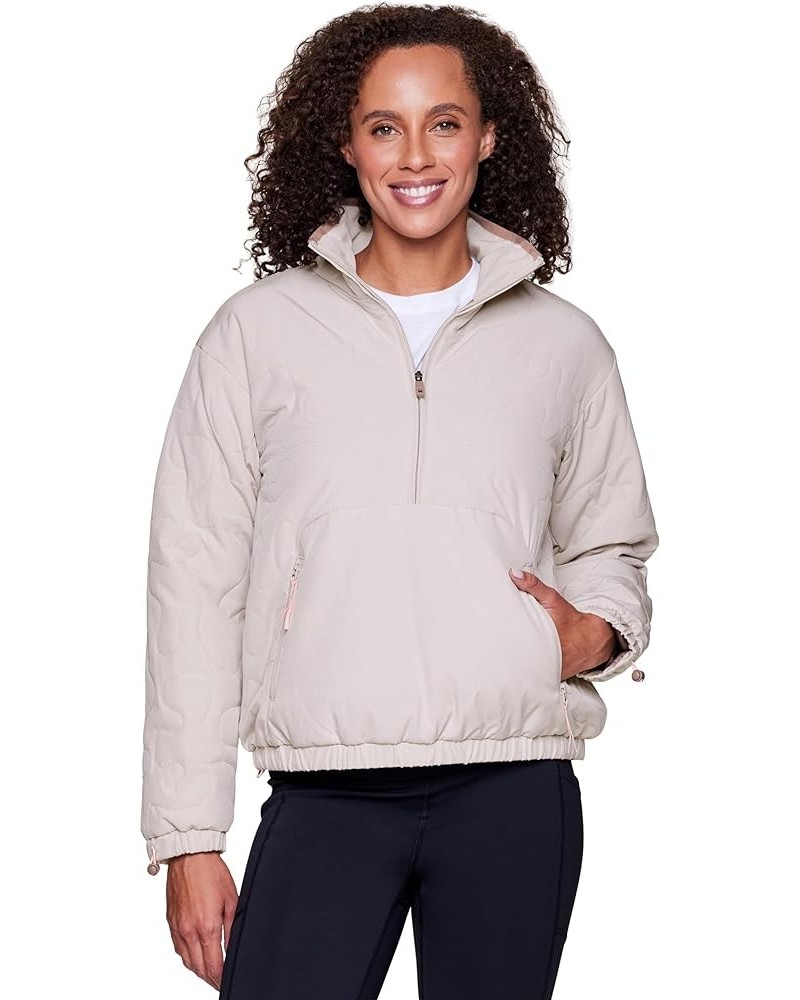 Women's 1/2 Zip Puffer, Partial Zip Up Quick Drying Puffer Jacket with Zipper Pockets, Mock Neck Puffer Sweatshirt Sand $25.3...