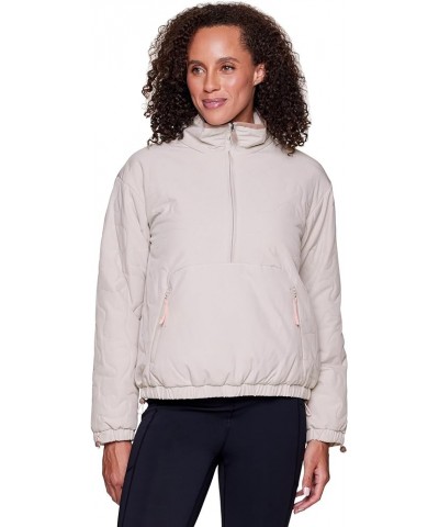 Women's 1/2 Zip Puffer, Partial Zip Up Quick Drying Puffer Jacket with Zipper Pockets, Mock Neck Puffer Sweatshirt Sand $25.3...