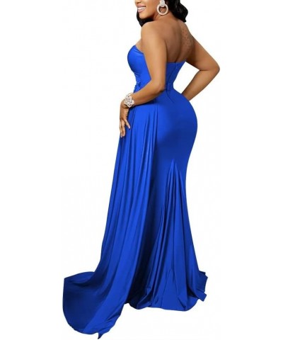 Womens Sexy One Shoulder Slit Long Mermaid Dress Bodycon Formal Evening Prom Gowns Blue $24.44 Dresses