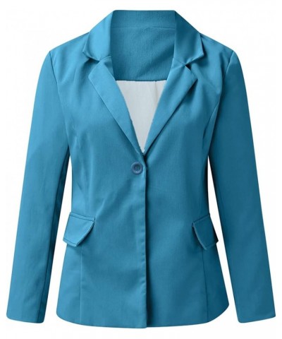 Blazer Jackets for Women Casual Long Sleeve Lapel Oversized Button Work Office Blazer Suit Jacket Plus Size 04-blue $7.19 Bla...