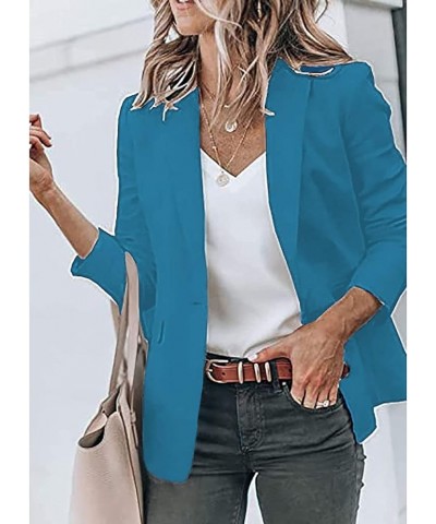 Blazer Jackets for Women Casual Long Sleeve Lapel Oversized Button Work Office Blazer Suit Jacket Plus Size 04-blue $7.19 Bla...