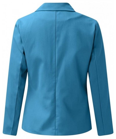 Blazer Jackets for Women Casual Long Sleeve Lapel Oversized Button Work Office Blazer Suit Jacket Plus Size 04-blue $7.19 Bla...