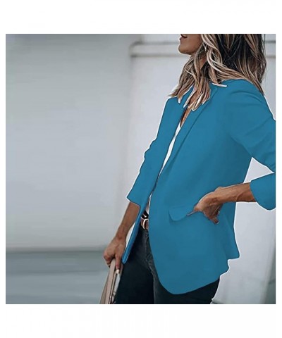 Blazer Jackets for Women Casual Long Sleeve Lapel Oversized Button Work Office Blazer Suit Jacket Plus Size 04-blue $7.19 Bla...