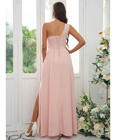 One Shoulder Bridesmaid Dresses Long for Women Split Chiffon Formal Dresses for Wedding Guest Taupe $24.60 Dresses