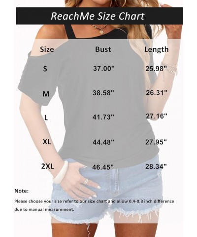 Womens Short Sleeve Cold Shoulder Tops Sexy Off The Shoulder Tshirts Loose Casual Shirts Tee Dark Blue $12.41 T-Shirts