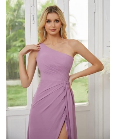 One Shoulder Bridesmaid Dresses Long for Women Split Chiffon Formal Dresses for Wedding Guest Taupe $24.60 Dresses