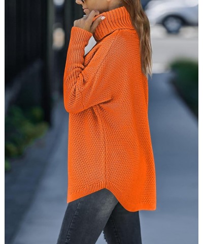 Women's Turtleneck Long Sleeve Tunic Sweater Oversized Chunky Knit Pullover Jumper Tops Orange $20.29 Sweaters