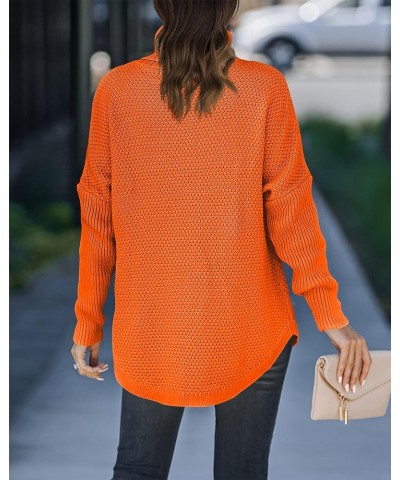 Women's Turtleneck Long Sleeve Tunic Sweater Oversized Chunky Knit Pullover Jumper Tops Orange $20.29 Sweaters