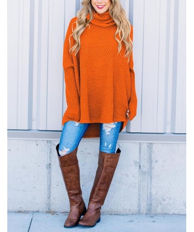 Women's Turtleneck Long Sleeve Tunic Sweater Oversized Chunky Knit Pullover Jumper Tops Orange $20.29 Sweaters